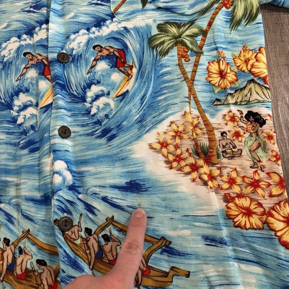 Pineapple Connection Men's Medium Hawaiian Multicolor Surfing Hula Girls‎ AOP - Picture 4 of 12